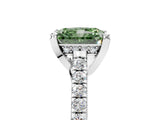 Silver Fancy Green Radiant  Brilliant Diamond Solitaire with Pavé Band and Four-Prong Setting 5