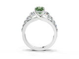 Silver Fancy Green Radiant Cut Brilliant Diamond Pavé Band with Six-Prong Setting_21
