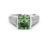 Silver Fancy Green Radiant Cut Cut Diamond Channel Set Pave Band with Tension Prong Setting_6