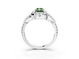 Silver Fancy Green Radiant Cut Cut Diamond Halo Engagement Ring with Open Split Pavé Band_9