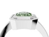 Silver Fancy Green Radiant Cut-Cut Diamond Halo Engagement Ring with Pave Band and Prong Setting_10