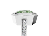 Silver Fancy Green Radiant Cut-Cut Diamond Halo Engagement Ring with Pave Band and Prong Setting_11