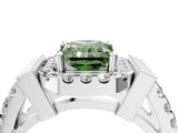 Silver Fancy Green Radiant Cut Cut Halo Split Shank Prong Set Ring_10