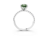 Silver Fancy Green Radiant Cut Diamond Brilliant Solitaire Ring with Pavé Band and Four-Prong Setting_39