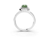 Silver Fancy Green Radiant Cut Diamond Double Halo Ring with Split Shank and Four-Prong Setting_9