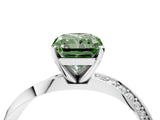 Silver Fancy Green Radiant Cut Diamond Engagement Ring with Side Stone Accents and Four-Prong Setting_40