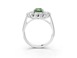 Silver Fancy Green Radiant Cut Diamond Floral Double Halo Engagement Ring with Prong Setting_45