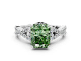 Silver Fancy Green Radiant Cut Diamond  Halo Twist Band Solitaire Prong Setting Ring_12