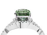 Silver Fancy Green Radiant Cut Diamond  Halo Twist Band Solitaire Prong Setting Ring_16