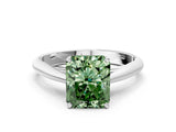 Silver Fancy Green Radiant Cut Diamond Solitaire Engagement Ring with Cathedral Setting and Four-Prong Mount_12