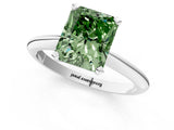 Silver Fancy Green Radiant Cut Diamond Solitaire Engagement Ring with Classic Band and Four-Prong Setting_13