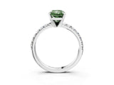 Silver Fancy Green Radiant Cut Diamond Solitaire Pavé Engagement Ring with Round Band and Prong Setting_5