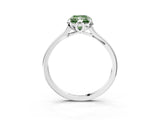 Silver Fancy Green Radiant Cut Diamond Solitaire Ring with Flower Prong Setting and Classic Band_15
