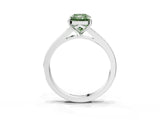 Silver Fancy Green Radiant Cut Diamond Solitaire Ring with Pavé Band and Prong Setting_15