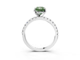 Silver Fancy Green Radiant Cut Diamond Solitaire Ring with Round  Pavé Band and Four-Prong Setting_39