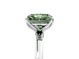 Silver Fancy Green Radiant Cut Diamond Solitaire Ring with Thin Band and Prong Setting_5