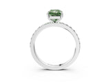Silver Fancy Green Radiant  Cut Diamond Solitaire with Pave Band and Four-Prong Setting 4