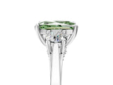 Silver Fancy Green Radiant Cut Diamond Three-Stone Engagement Ring with Prong Setting and Pavé Band_11