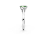 Silver Fancy Green Radiant Cut Diamond Three-Stone Engagement Ring with Prong Setting and Pavé Band_8