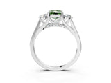 Silver Fancy Green Radiant Cut Diamond Three-Stone Engagement Ring with Prong Setting and Pavé Band_9