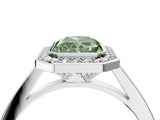 Silver Fancy Green Radiant Cut Halo Bezel Diamond Pave Band Ring_10