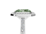 Silver Fancy Green Radiant Cut Halo Bezel Diamond Pave Band Ring_11