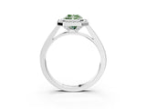 Silver Fancy Green Radiant Cut Halo Bezel Diamond Pave Band Ring_9