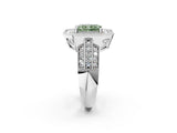 Silver Fancy Green Radiant Cut Halo Diamond Engagement Ring with Pave Split Shank and Four-Prong Setting_8
