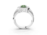 Silver Fancy Green Radiant Cut Halo Diamond Engagement Ring with Pave Split Shank and Four-Prong Setting_9