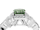 Silver Fancy Green Radiant Cut Halo Diamond Split Shank Engagement Ring with Four-Prong Setting_10