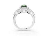 Silver Fancy Green Radiant Cut Halo Diamond Split Shank Engagement Ring with Four-Prong Setting_9