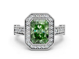 Silver Fancy Green Radiant Cut Halo Diamond Split Shank Pave Ring_18