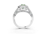Silver Fancy Green Radiant Cut Halo Diamond Split Shank Pave Ring_21
