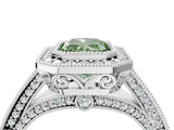 Silver Fancy Green Radiant Cut Halo Diamond Split Shank Pave Ring_22