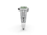 Silver Fancy Green Radiant Cut Halo Diamond Split Shank Ring with Prong Setting_8