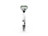 Silver Fancy Green Radiant  Cut Solitaire Engagement Ring with Flat Band and Four-Prong Setting 3