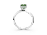 Silver Fancy Green Radiant  Cut Solitaire Engagement Ring with Flat Band and Four-Prong Setting 4