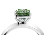 Silver Fancy Green Radiant  Cut Solitaire Engagement Ring with Flat Band and Four-Prong Setting 5