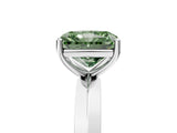 Silver Fancy Green Radiant  Cut Solitaire Engagement Ring with Flat Band and Four-Prong Setting