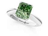 Silver Fancy Green Radiant  Cut Solitaire Engagement Ring with Tapered Band and Four-Prong Setting 1
