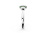 Silver Fancy Green Radiant  Cut Solitaire Engagement Ring with Tapered Band and Four-Prong Setting 2