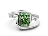 Silver Fancy Green Radiant Cut Solitaire Tension-Set Diamond Split Shank Ring_6
