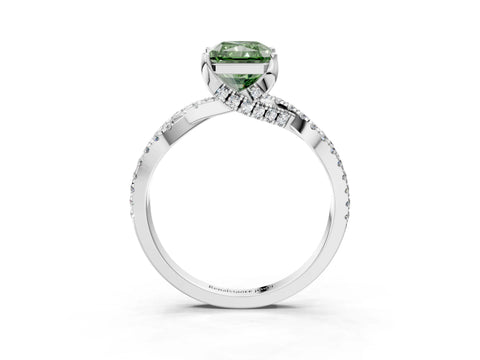 Silver Fancy Green Radiant Cut Solitaire Twist Pave Diamond Engagement Ring with Prong Setting_45