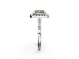 Silver Fancy Green Radiant  Halo Diamond Engagement Ring with Twisted Band and Four-Prong Setting 2