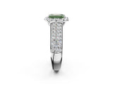 Silver Fancy Green Radiant  Halo Round Diamond Pave Band with Prong Setting 2