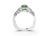 Silver Fancy Green Radiant  Solitaire Diamond Engagement Ring with Pave Band and Four-Prong Setting 4