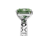 Silver Fancy Green Radiant  Solitaire Diamond Engagement Ring with XO Engraved Band and Four-Prong Setting 5