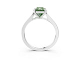 Silver Fancy Green Radiant  Solitaire Diamond Ring with Four-Prong Setting and Tapered Band 4
