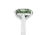 Silver Fancy Green Radiant  Solitaire Diamond Ring with Four-Prong Setting and Tapered Band