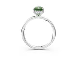 Silver Fancy Green Radiant  Solitaire Diamond Ring with a Classic Band and Four-Prong Setting 4